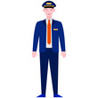
A professional male avatar, train conductor illustration 
