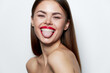 © SHOTPRIME STUDIO - Lady spa treatments clear skin smile shows tongue fun