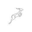 One continuous line drawing of adorable jumping antelope for company logo identity. Horned agile gazelle mascot concept for safari park icon. Single line draw graphic design vector illustration
