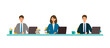 © SHIROKUMA-DESIGN - 笑顔でデスクに着席する社会人のイラスト