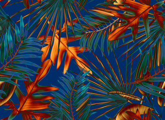 Naklejka na meble Tropical palm leaves. Seamless stylish fashion floral pattern, in Hawaiian style. Jungle leaf background.