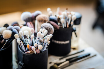 variety of professional make up brushes