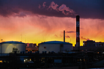 power plant at night