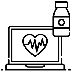 Wall Mural - 
Heart inside laptop with serum bottle, concept of healthcare service icon
