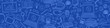 © Alisa - Online education seamless horizontal border. Internet learning doodles on blue background. Vector illustration.