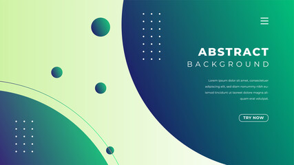 Wall Mural - Abstract gradient with rounded shape in green and blue color. Minimalist landing page background design.