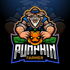 Canvas Print - Farmer of pumpkin esport logo mascot design