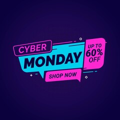 Wall Mural - Cyber Monday sale banner template for business promotion vector illustration