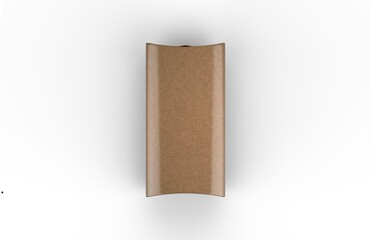 Wall Mural - Kraft paper pillow box, pillow package for food, mockup template on isolated white background, 3d illustration