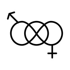 Poster - sexual orientation concept, polyamor symbol icon, line style