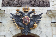 Double-headed Eagle Of The 18th Century Over The Entrance To The Peter And Paul Fortress, Saint Petersburg