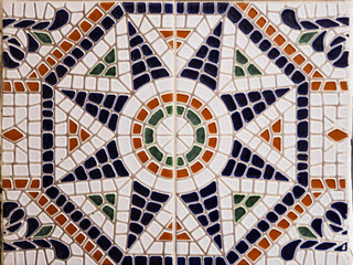 Canvas Print - Closeup shot of colorful patterned Spanish tiles - perfect for background