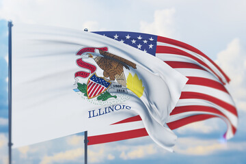 Wall Mural - State of Illinois flag. 3D illustration, flags of the U.S. states and territories