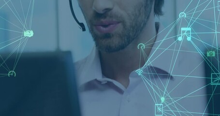 Financial data over men calling customers.