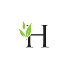 Wall Mural - Letter H nature logo design. Simple minimalist vector template