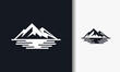 silhouette of mountain river logo