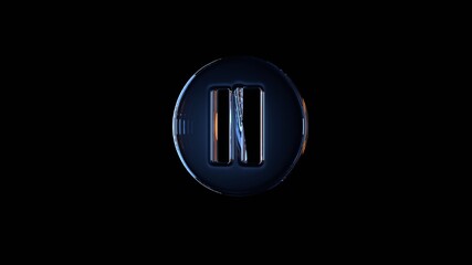 Wall Mural - 3d rendering glass symbol of pause isolated on black with reflection