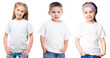© Ievgen Skrypko - Set of kids in a white T shirts isolated on white background for your design