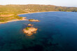 Aerial shot in Sardinia with wonderful beaches and stunning landscapes