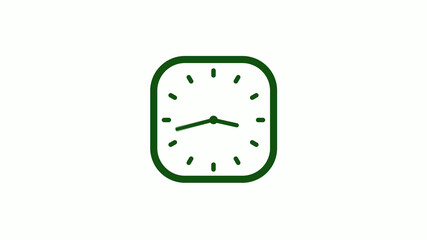 12 hours green dark counting down clock icon,square clock icon