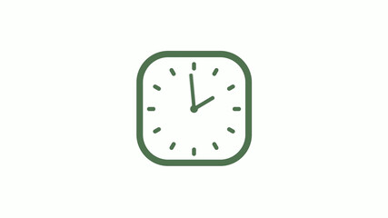 Amazing green gray 12 hours counting down clock icon on white background