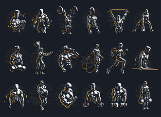 Wall Mural - Male fitness collection.