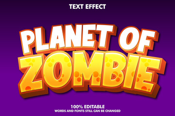 Wall Mural - Planet of zombie sticker, cool cartoon text effect