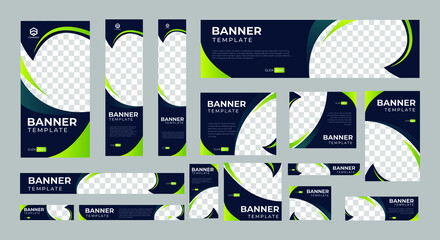 set of corporate web banners of standard size with a place for photos. Vertical, horizontal and square template. vector illustration EPS 10