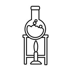 Wall Mural - medical tube test flask in burner laboratory line icon