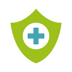 Poster - medical cross in shield flat style icon