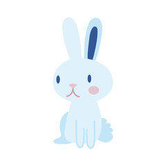 Poster - mid autumn cute rabbit seated flat style icon