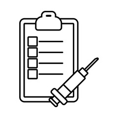 Poster - vaccine syringe with checklist line style icon