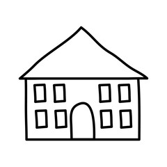 Sticker - school building line style icon