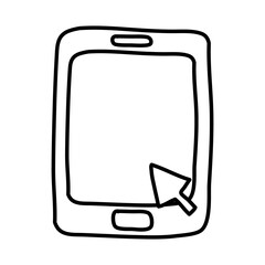 Sticker - tablet with arrow mouse line style icon