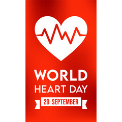 Sticker - 29 September, World Heart Day Poster Design in Red and White Color.