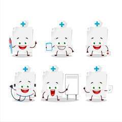 Poster - Doctor profession emoticon with blank sheet of paper cartoon character