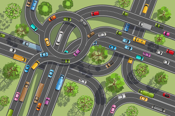 Canvas Print - Roads and transport. Top view.
Intersections and overpasses. View from above.