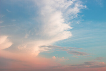 Wall Mural - evening blue and pink sky with unusual mystical or dramatic clouds.