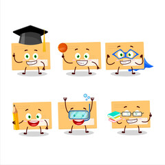 Sticker - School student of brown rectangle envelope cartoon character with various expressions