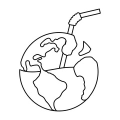 Wall Mural - world planet earth with straw water day icon