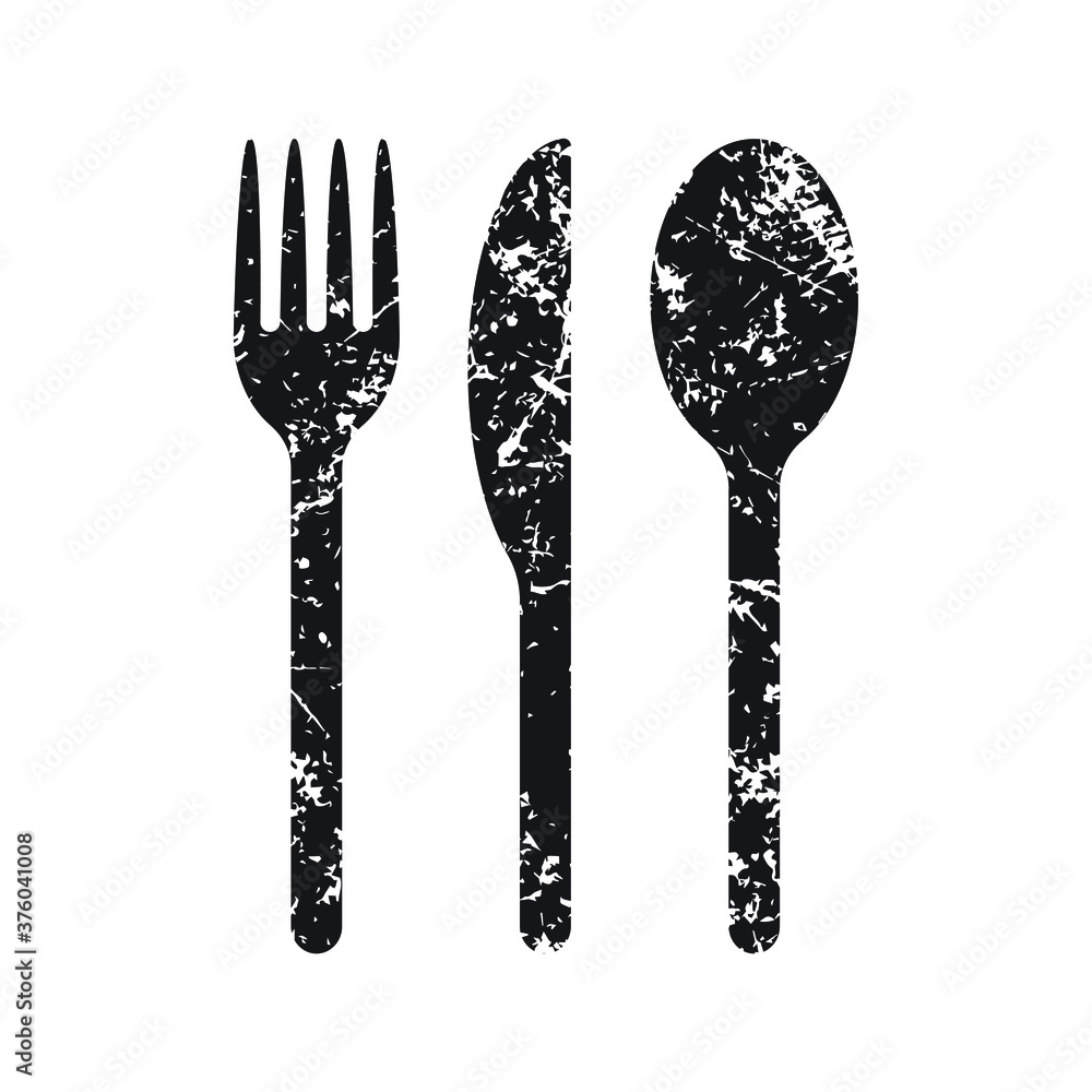 Fork knife and spoon icon logo. Simple flat shape restaurant or cafe ...