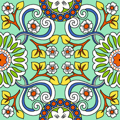 Seamless medallion Vintage multi color pattern in Turkish style. Endless pattern can be used for ceramic tile, wallpaper, linoleum, textile, web page background. Vector