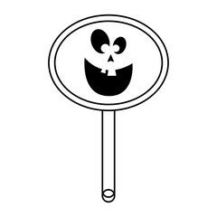 Sticker - halloween lollipop with pumpkin face line style icon