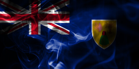 Wall Mural - Turks and Caicos Islands smoke flag, British Overseas Territories, Britain dependent territory flag