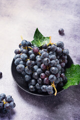 Canvas Print - Sweet fresh black grape on the dark table