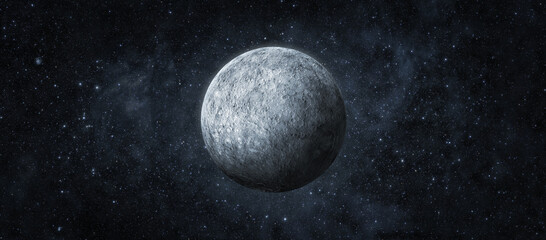 Wall Mural - panoramic view of the moon or planet out in the space