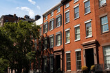 Fototapeta Big Ben - Row of Old Brick Residential Buildings in the West Village of Greenwich Village of New York City