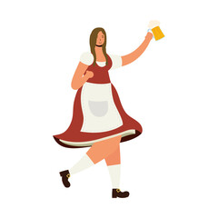 Sticker - beautiful german woman drinking beer character