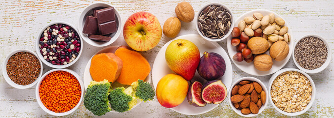 Wall Mural - Products rich in fiber. Healthy diet food.