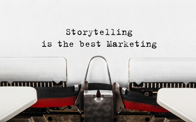 Wall Mural - text storytelling is the best marketing typed on typewriter